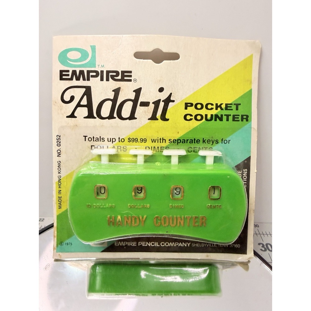 Vintage 1975 Empire Add-it Pocket Counter Handy Counter Adder New Sealed NOS